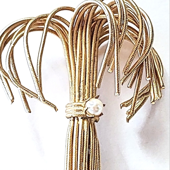 VINTAGE WIRE BROOCH with GENUINE PEARL - WHEAT SHEAF? - Picture 4 of 7